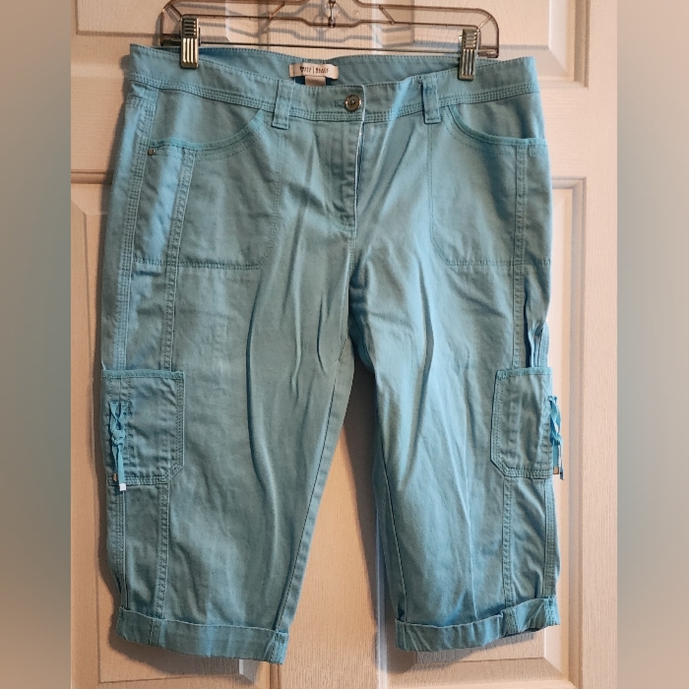White House Black Market Women's Aqua Long Cargo Capris